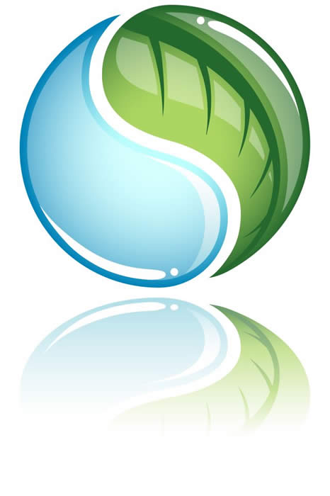 "Yin und Yang"-Natur-Konzept ( Wasser / Blatt )